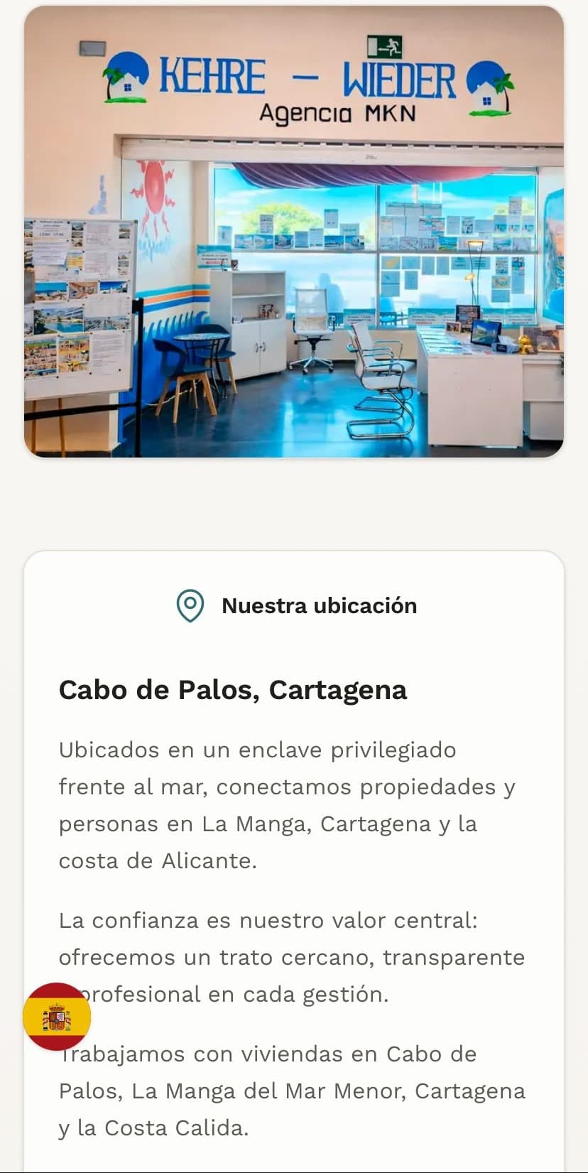 Segunda pantalla movil del proyecto MKK en un mockup tipo iPhone